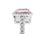 White gold Fancy Pink Princess Cut Diamond Halo Engagement Ring with Pavé Band and Prong Setting_56