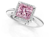 White gold Fancy Pink Princess  Cut Diamond Halo Engagement Ring with Split Shank and Four-Prong Setting_30