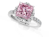 White gold Fancy Pink Princess Cut Diamond Halo Pave Band with Four-Prong Setting_4