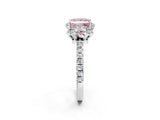 White gold Fancy Pink Princess Cut Diamond Halo Pave Band with Four-Prong Setting_5