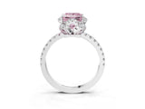 White gold Fancy Pink Princess Cut Diamond Halo Pave Band with Four-Prong Setting_6