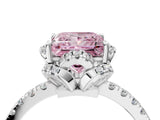 White gold Fancy Pink Princess Cut Diamond Halo Pave Band with Four-Prong Setting_7