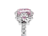 White gold Fancy Pink Princess Cut Diamond Halo Pave Band with Four-Prong Setting_8