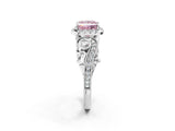 White gold Fancy Pink Princess Cut Diamond Halo Ring with Milgrain Pavé Band and Four-Prong Setting_31