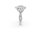 White gold Fancy Pink Princess Cut Diamond Halo Ring with Pavé Band and Four-Prong Setting_31