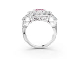 White gold Fancy Pink Princess Cut Diamond Halo Ring with Pavé Band and Four-Prong Setting_32