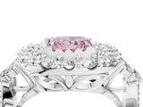 White gold Fancy Pink Princess Cut Diamond Halo Ring with Pavé Band and Four-Prong Setting_33