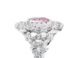 White gold Fancy Pink Princess Cut Diamond Halo Ring with Pavé Band and Four-Prong Setting_34