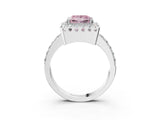 White gold Fancy Pink Princess Cut Diamond Halo Ring with Pavé Band and Prong Setting_15