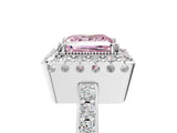 White gold Fancy Pink Princess Cut Diamond Halo Ring with Pavé Band and Prong Setting_17