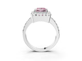 White gold Fancy Pink Princess Cut Diamond Halo Ring with Pavé Band and Prong Setting_3