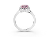 White gold Fancy Pink Princess  Cut Diamond Halo Ring with Round Brilliant Halo and Solitaire Band_3
