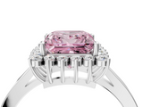 White gold Fancy Pink Princess  Cut Diamond Halo Ring with Round Brilliant Halo and Solitaire Band_4