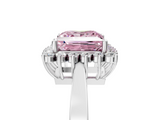White gold Fancy Pink Princess  Cut Diamond Halo Ring with Round Brilliant Halo and Solitaire Band_5