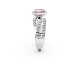 White gold Fancy Pink Princess Cut Diamond Halo Ring with Round Split Shank and Prong Setting_35