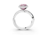White gold Fancy Pink Princess Cut Diamond Halo Ring with Round Split Shank and Prong Setting_36
