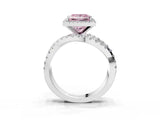White gold Fancy Pink Princess Cut Diamond Halo Ring with Round Split Shank and Prong Setting_72