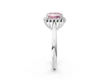 White gold Fancy Pink Princess  Cut Diamond Halo Ring with Solitaire Band and Prong Setting_31