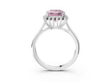 White gold Fancy Pink Princess  Cut Diamond Halo Ring with Solitaire Band and Prong Setting_32