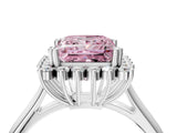 White gold Fancy Pink Princess  Cut Diamond Halo Ring with Solitaire Band and Prong Setting_33