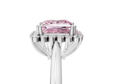 White gold Fancy Pink Princess  Cut Diamond Halo Ring with Solitaire Band and Prong Setting_34