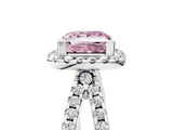 White gold Fancy Pink Princess Cut Diamond Halo Ring with Split Shank Pavé Band and Prong Setting_39