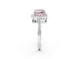 White gold Fancy Pink Princess Cut Diamond Halo Ring with Split Shank and Four-Prong Setting_19