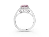 White gold Fancy Pink Princess Cut Diamond Halo Ring with Split Shank and Four-Prong Setting_20