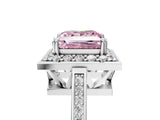 White gold Fancy Pink Princess Cut Diamond Halo Ring with Split Shank and Four-Prong Setting_20