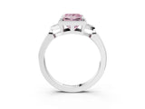 White gold Fancy Pink Princess Cut Diamond Halo Ring with Tapered Band and Four-Prong Setting_22