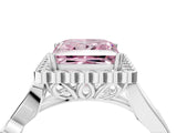 White gold Fancy Pink Princess Cut Diamond Halo Ring with Vintage Split Shank and Four-Prong Setting_69