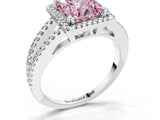 White gold Fancy Pink Princess Cut Diamond Halo Split Shank Engagement Ring_75
