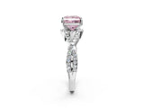 White gold Fancy Pink Princess Cut Diamond  Halo Twist Band Solitaire Prong Setting Ring_15