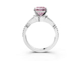 White gold Fancy Pink Princess Cut Diamond  Halo Twist Band Solitaire Prong Setting Ring_16