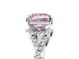 White gold Fancy Pink Princess Cut Diamond  Halo Twist Band Solitaire Prong Setting Ring_18