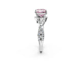 White gold Fancy Pink Princess Cut Diamond  Halo Twist Band Solitaire Prong Setting Ring_27