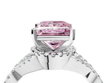 White gold Fancy Pink Princess Cut Diamond  Halo Twist Band Solitaire Prong Setting Ring_29