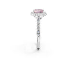 White gold Fancy Pink Princess  Cut Diamond Milgrain Floral Halo Engagement Ring with Pavé Band_17