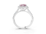 White gold Fancy Pink Princess  Cut Diamond Milgrain Floral Halo Engagement Ring with Pavé Band_18