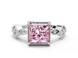 White gold Fancy Pink Princess  Cut Diamond Milgrain Marquise Band with Prong Setting_3