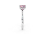 White gold Fancy Pink Princess  Cut Diamond Pavé Band Ring with Four-Prong Setting_2