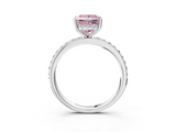 White gold Fancy Pink Princess  Cut Diamond Pavé Band Ring with Four-Prong Setting_3