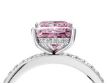 White gold Fancy Pink Princess  Cut Diamond Pavé Band Ring with Four-Prong Setting_4