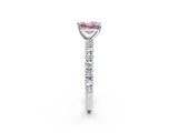 White gold Fancy Pink Princess Cut Diamond Pavé Band Solitaire Ring with Prong Setting_31