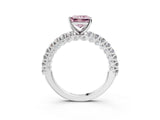 White gold Fancy Pink Princess Cut Diamond Pavé Band Solitaire Ring with Prong Setting_32