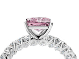 White gold Fancy Pink Princess Cut Diamond Pavé Band Solitaire Ring with Prong Setting_33