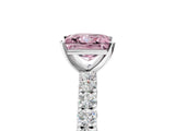 White gold Fancy Pink Princess Cut Diamond Pavé Band Solitaire Ring with Prong Setting_34