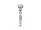 White gold Fancy Pink Princess  Cut Diamond Pavé Band Solitaire with Four-Prong Setting_17