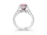 White gold Fancy Pink Princess  Cut Diamond Pavé Band Solitaire with Four-Prong Setting_18