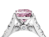 White gold Fancy Pink Princess  Cut Diamond Pavé Band Solitaire with Four-Prong Setting_19